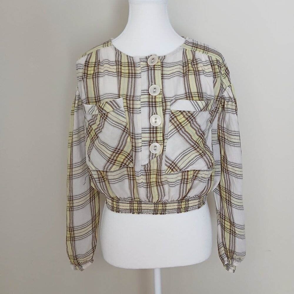 Free People It's The Good Life Plaid Cropped Top Size Small 👚Host Pick👚 - Picture 3 of 10